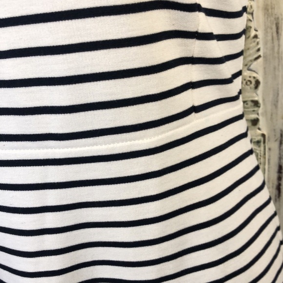 Banana Republic Black and White Stripe Waisted Short Sleeve Sheath Knit Dress - Picture 4 of 12